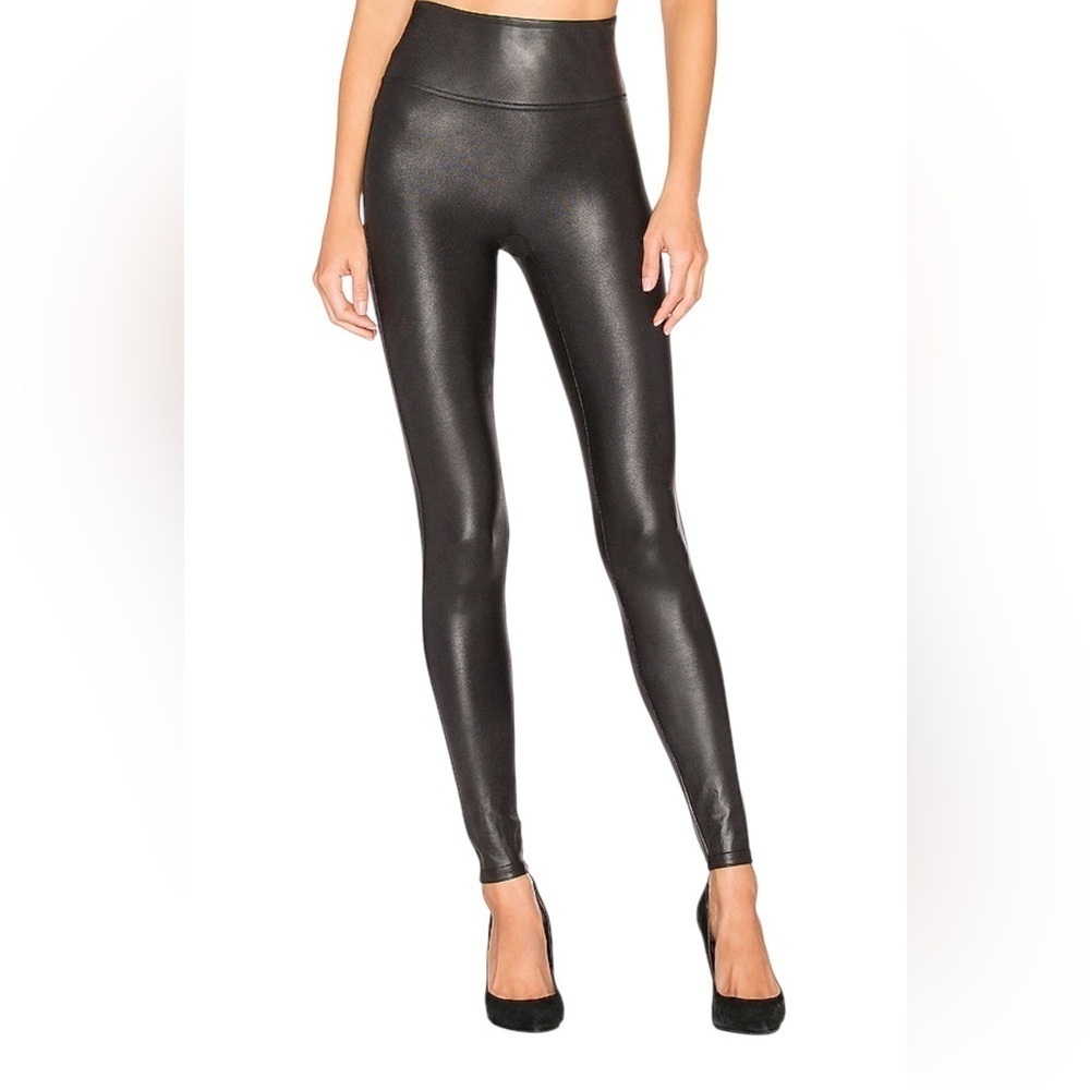 SPANX Women's Black Faux Leather Leggings- Size XS